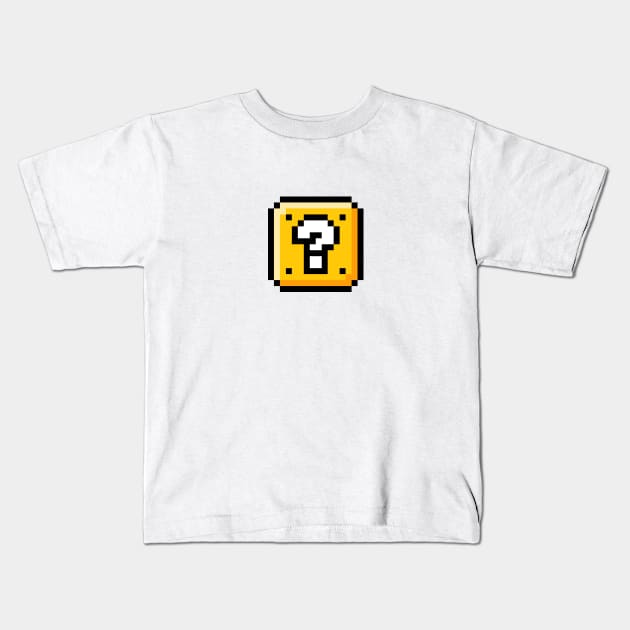 Retro Pixel Art Surprise Block 1980s Gaming Kids T-Shirt by RetroGeek